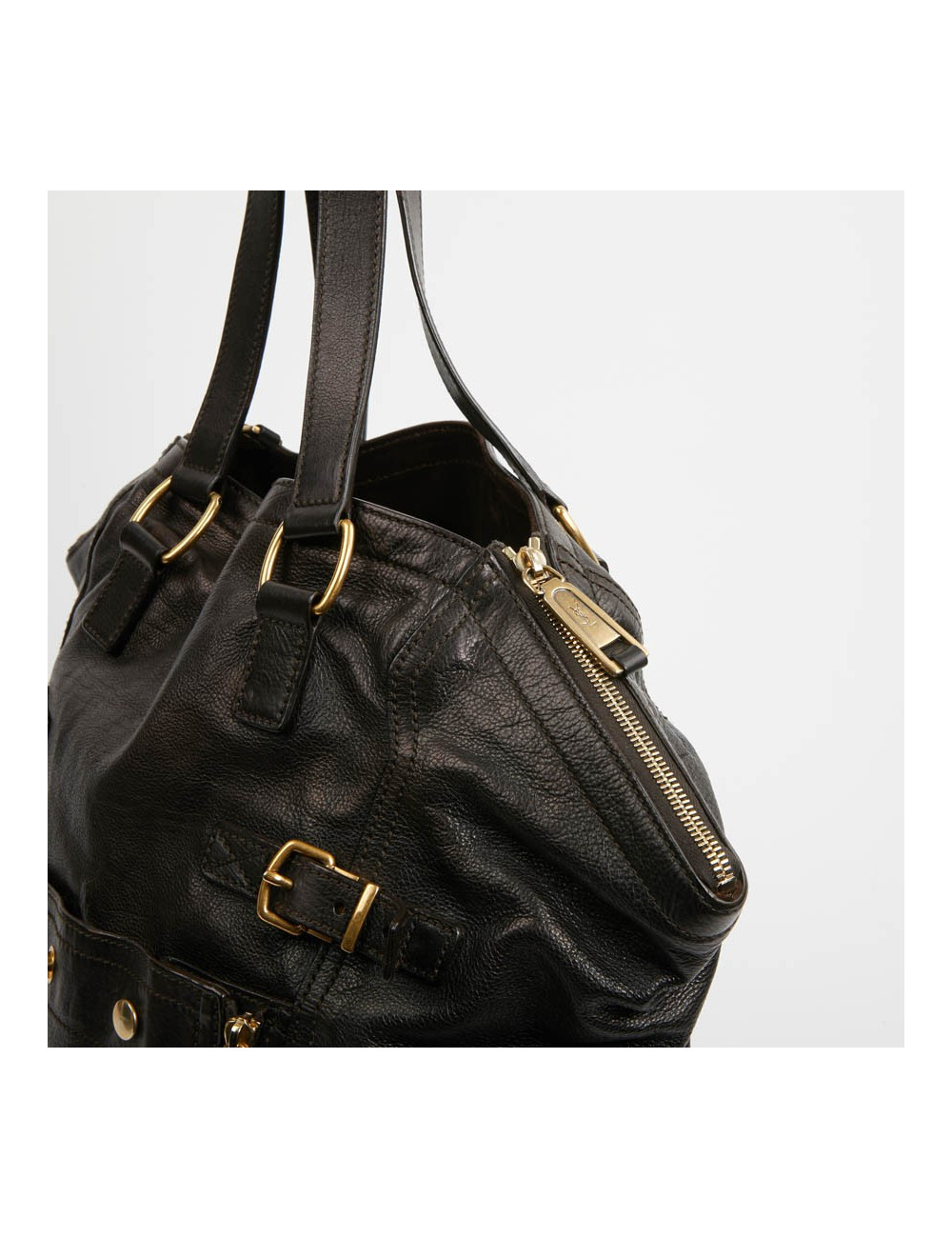 YSL Sac Downtown SAINT LAURENT cuir de veau marron