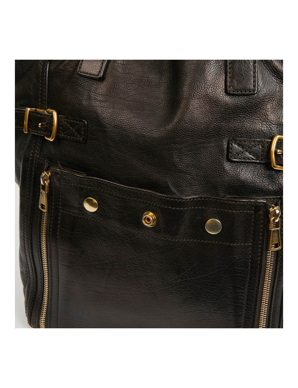YSL Sac Downtown SAINT LAURENT cuir de veau marron