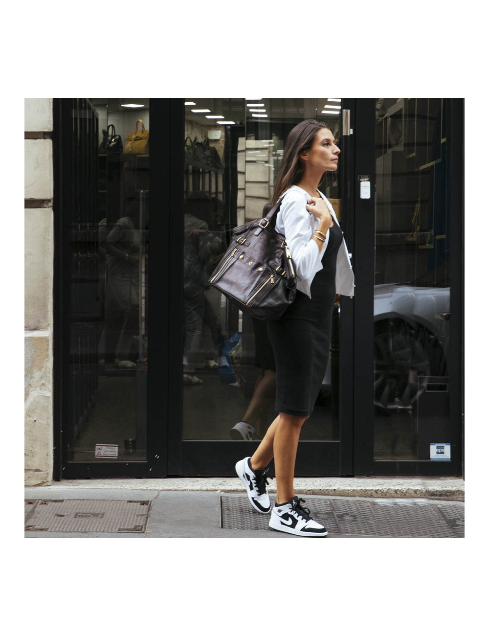 YSL Sac Downtown SAINT LAURENT cuir de veau marron