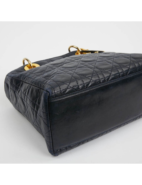 Sac Lady Dior cuir bleu marine