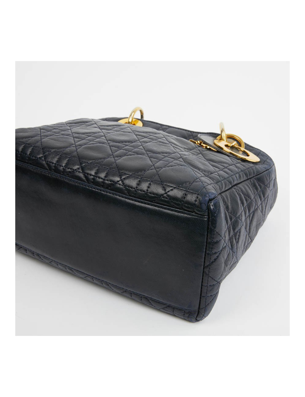 Sac Lady Dior cuir bleu marine