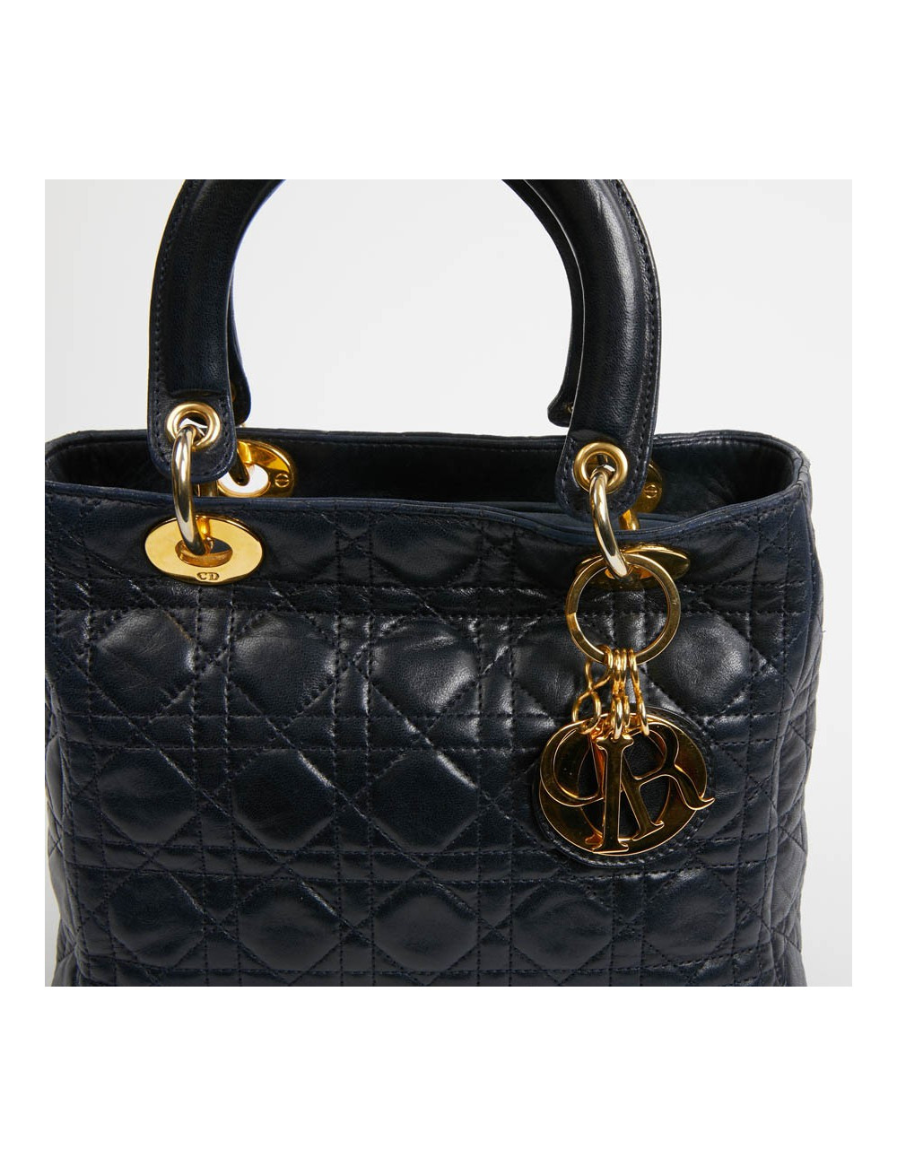 Sac Lady Dior cuir bleu marine