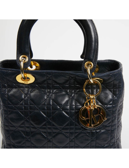 Sac Lady Dior cuir bleu marine