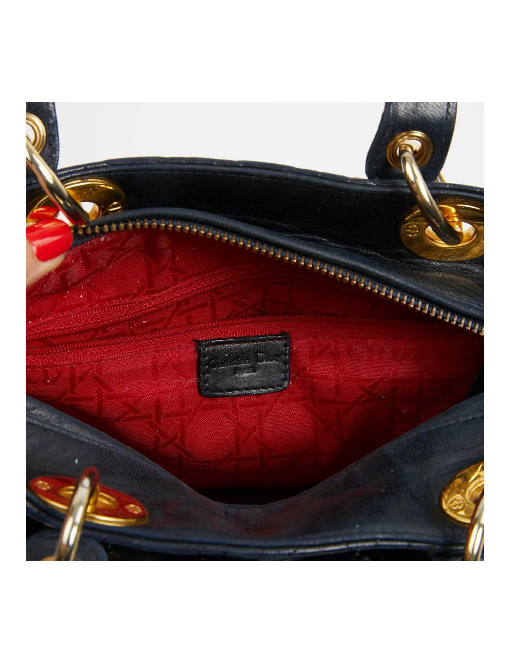 Sac Lady Dior cuir bleu marine