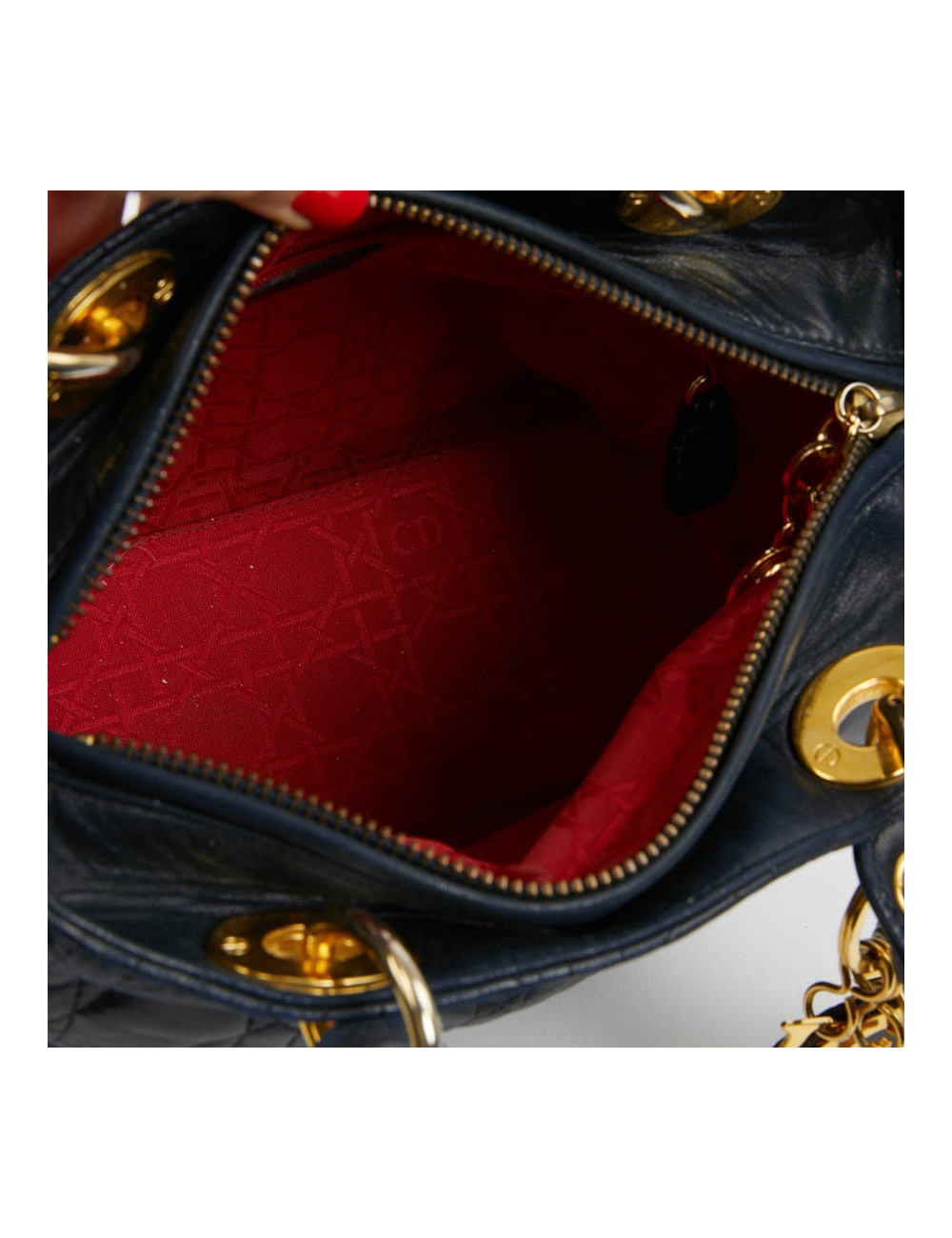 Sac Lady Dior cuir bleu marine