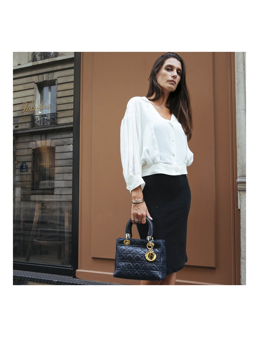 Sac Lady Dior cuir bleu marine