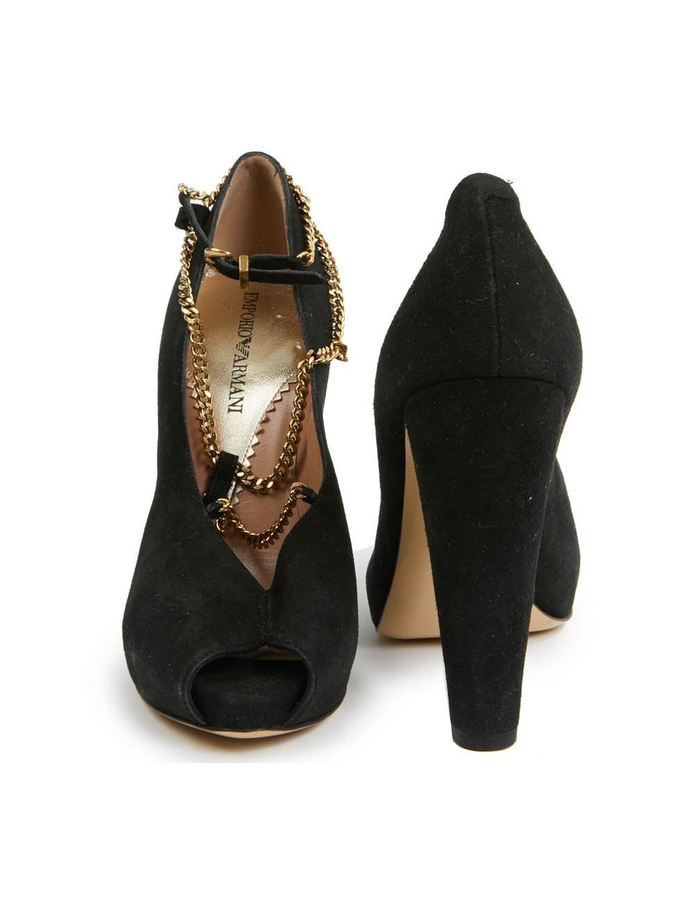 Escarpins noires EMPORIO ARMANI T37 chaine dorée