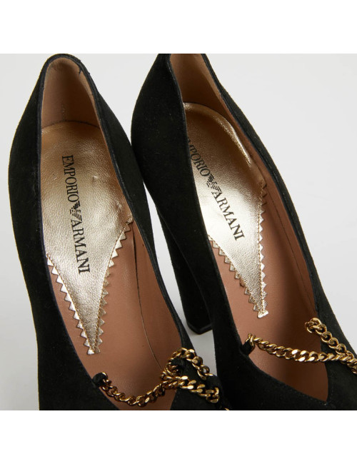 Escarpins noires EMPORIO ARMANI T37 chaine dorée