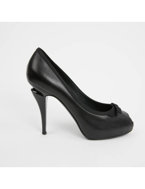 Escarpins CHANEL noir T39.5 bout ouvert