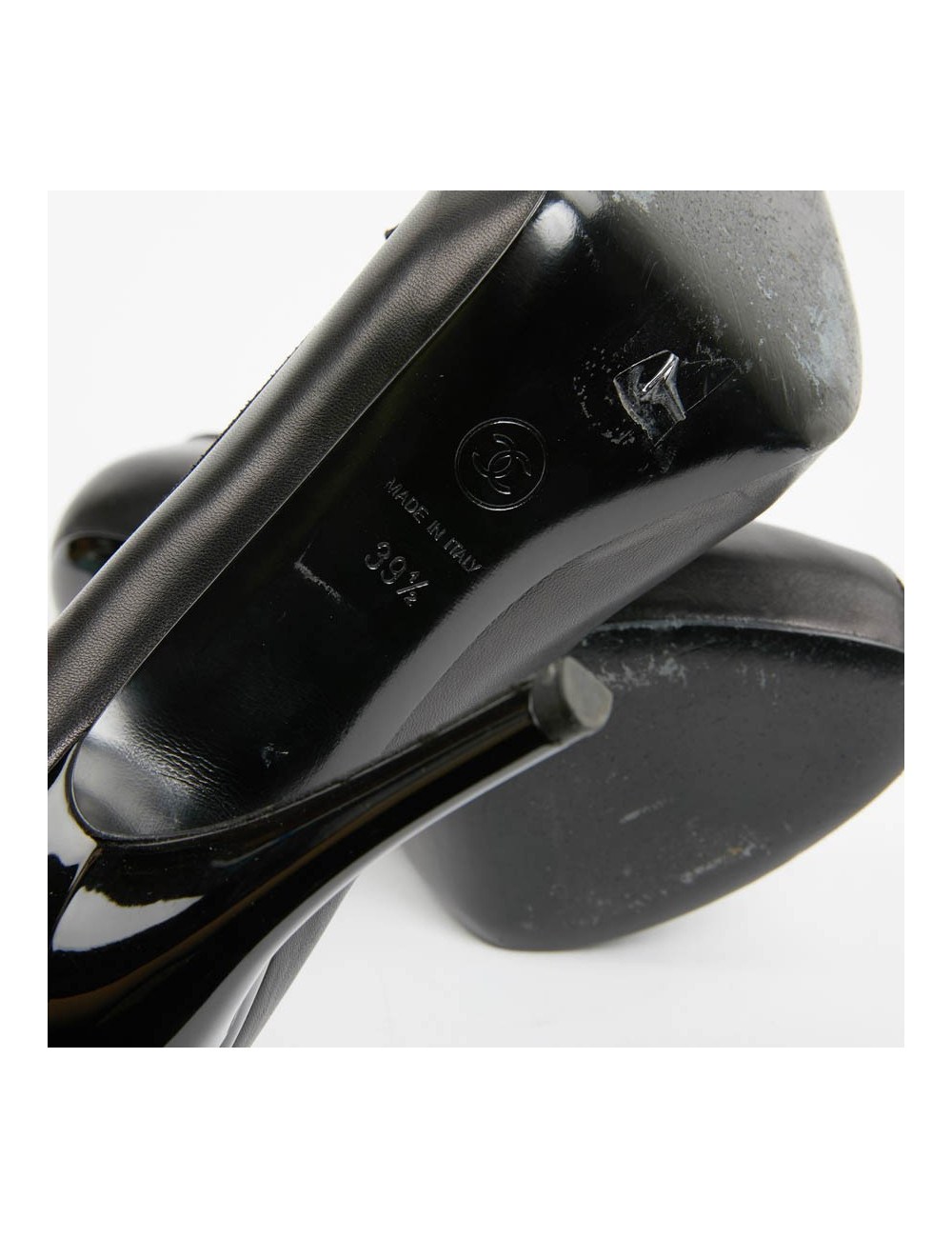Escarpins CHANEL noir T39.5 bout ouvert