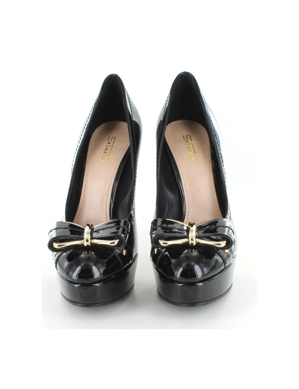 Escarpins SEBASTIAN en cuir noir verni T 38