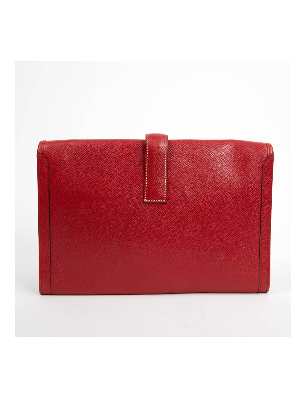 Pochette Jige HERMES cuir Courchevel rouge