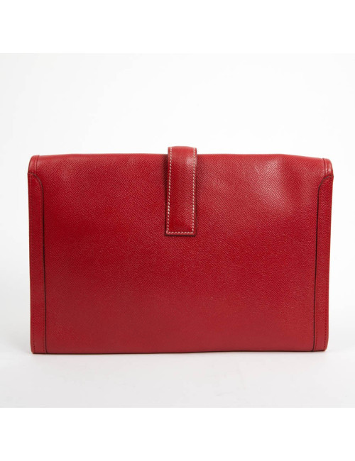 Pochette Jige HERMES cuir Courchevel rouge