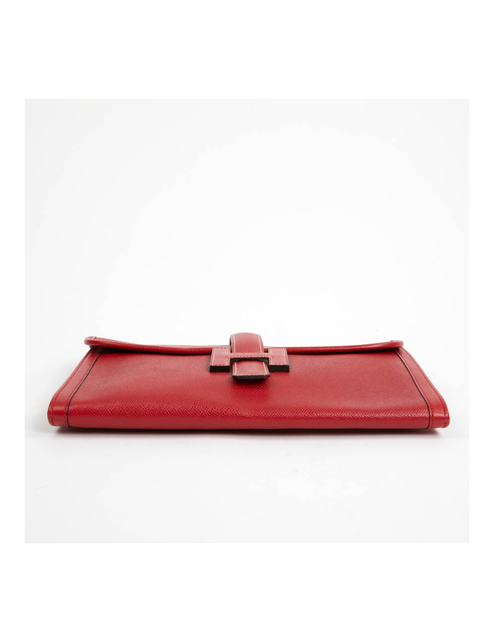 Hermes Jige pouch in red grained leather