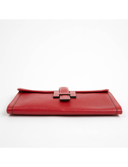 Pochette Jige HERMES cuir Courchevel rouge