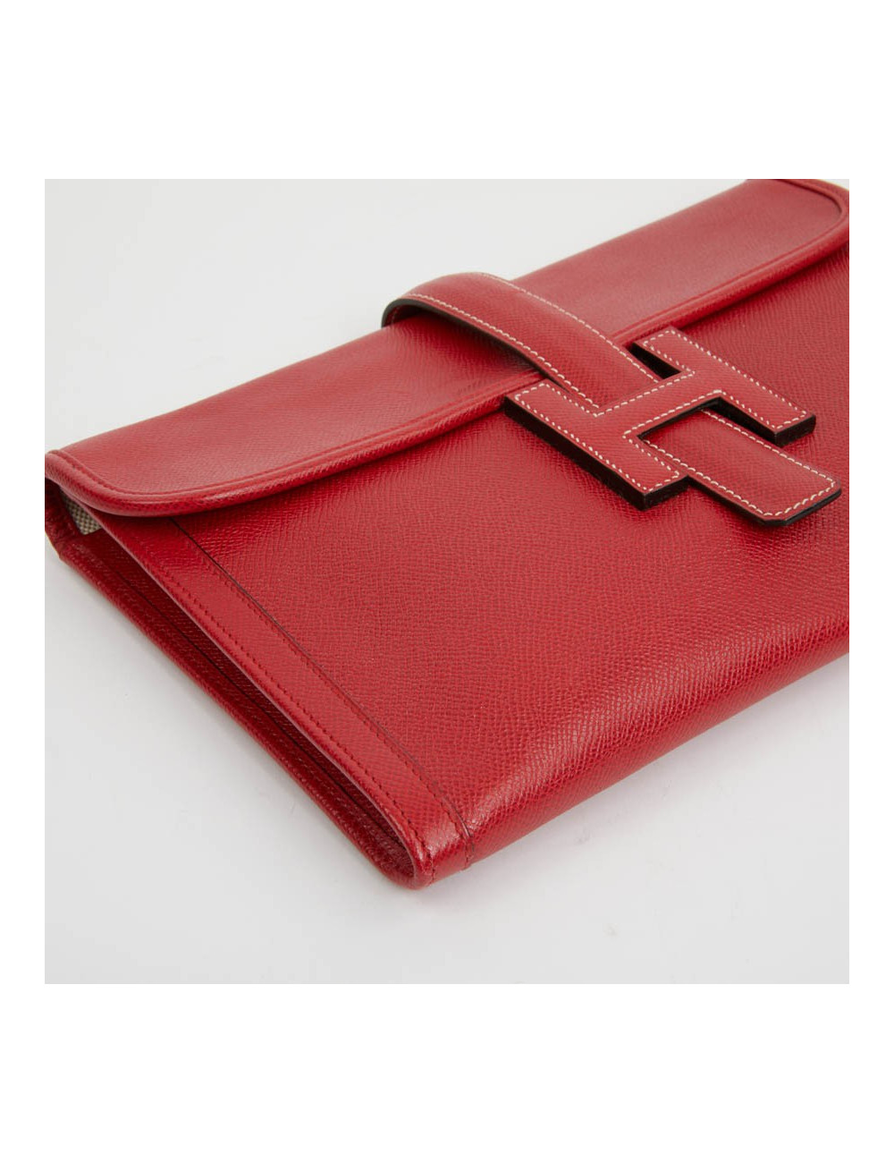 Hermes Jige pouch in red grained leather