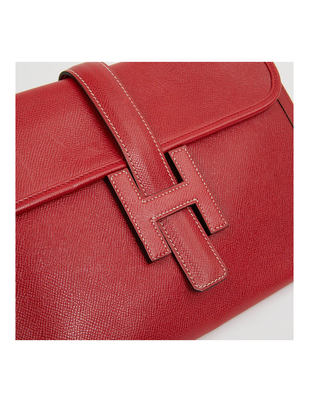 Pochette Jige HERMES cuir Courchevel rouge