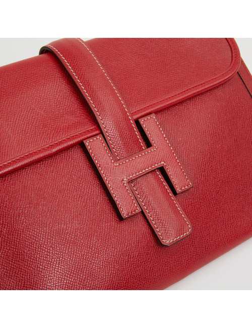 Hermes Jige pouch in red grained leather