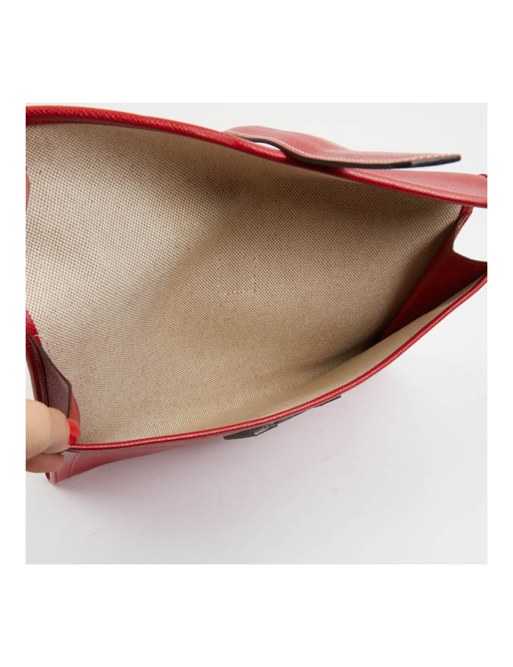 Pochette Jige HERMES cuir Courchevel rouge