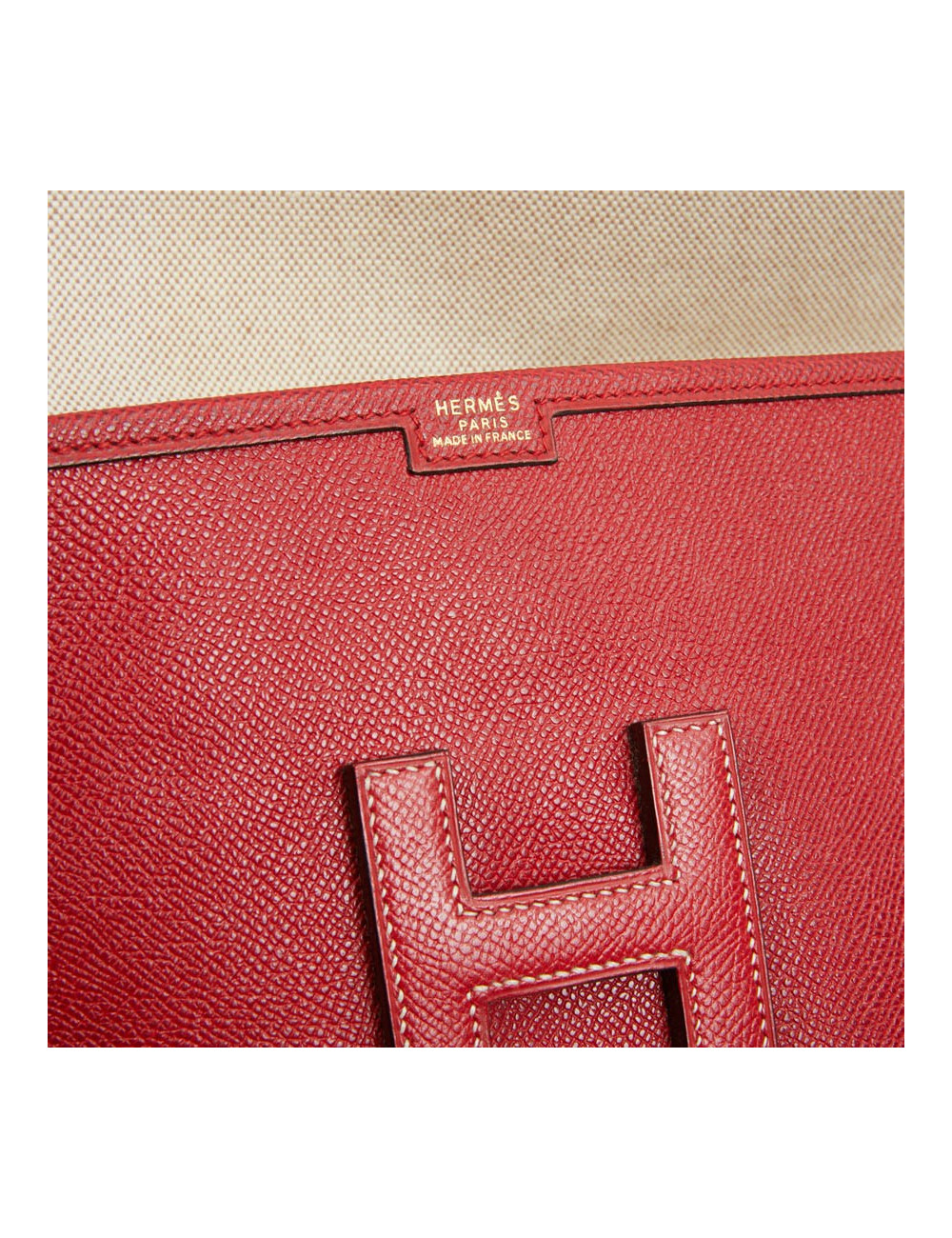Pochette Jige HERMES cuir Courchevel rouge