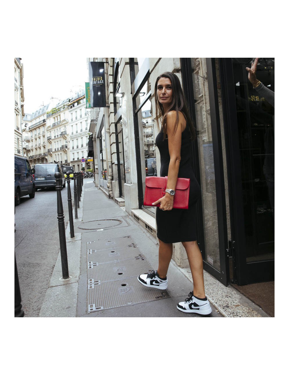 Pochette Jige HERMES cuir Courchevel rouge