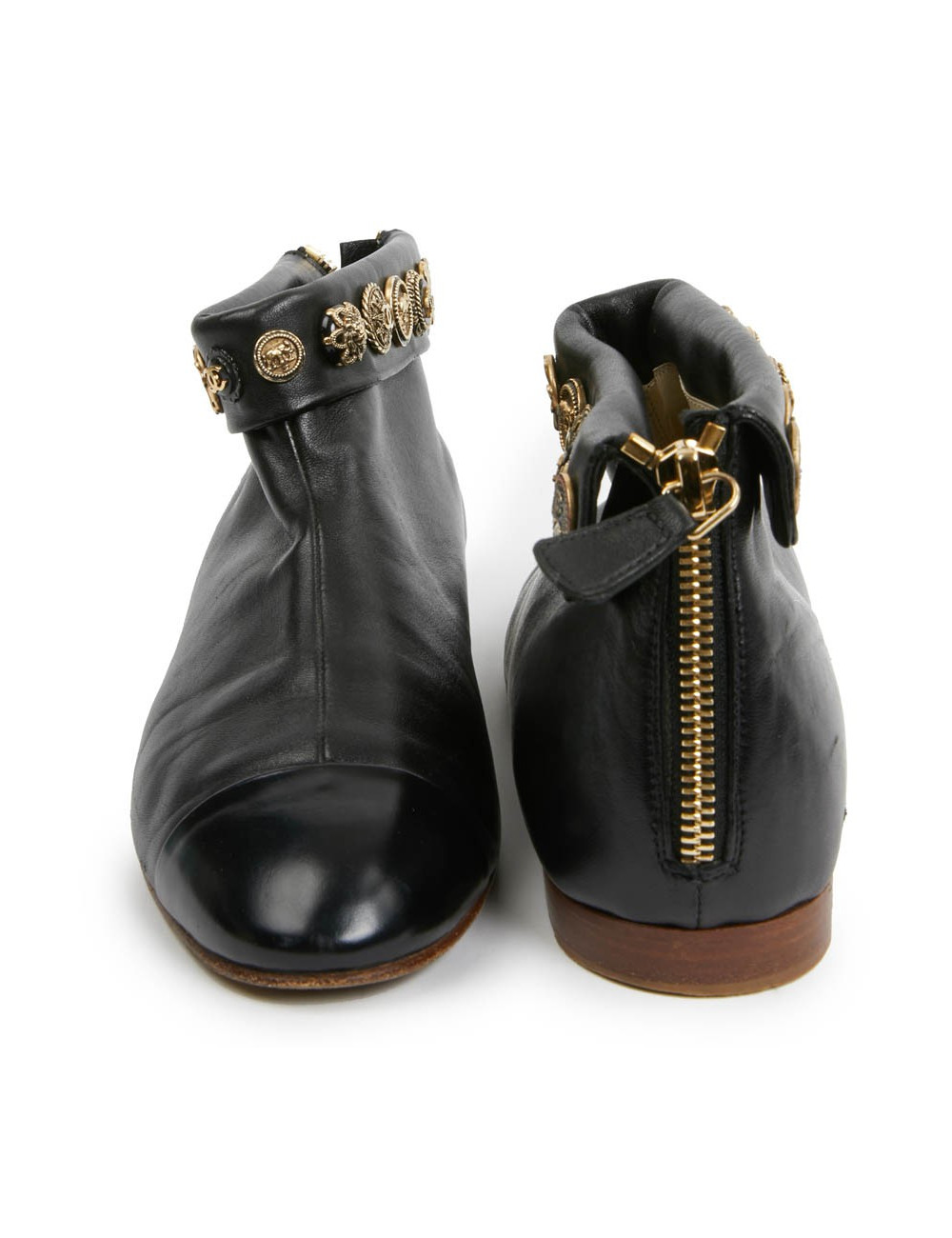 Boots CHANEL T 38,5 cuir et boutons CHANEL