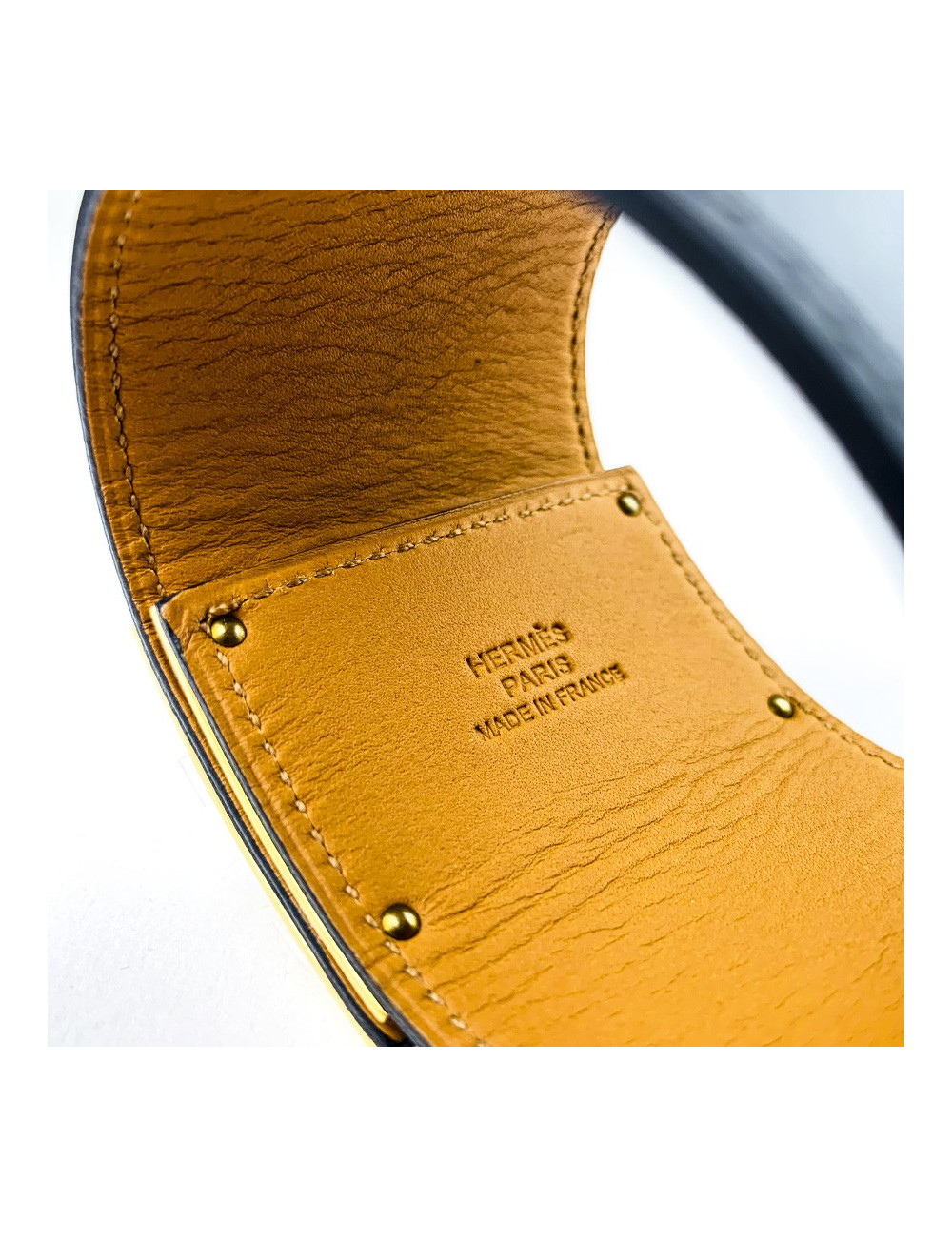 Bracelet Extrême HERMES cuir noir mat