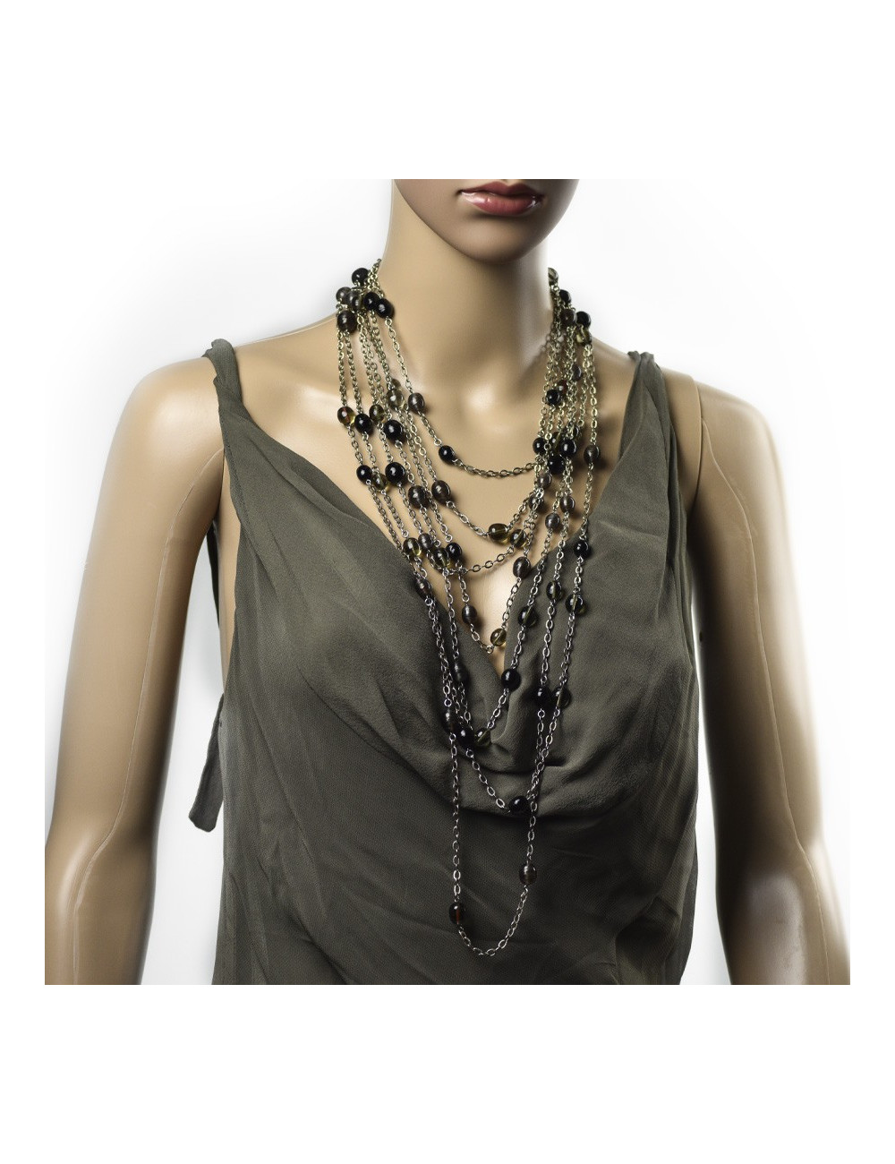 Sautoir MARGUERITE DE VALOIS 7 rangs de perles pâte de verre