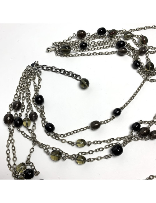 Sautoir MARGUERITE DE VALOIS 7 rangs de perles pâte de verre