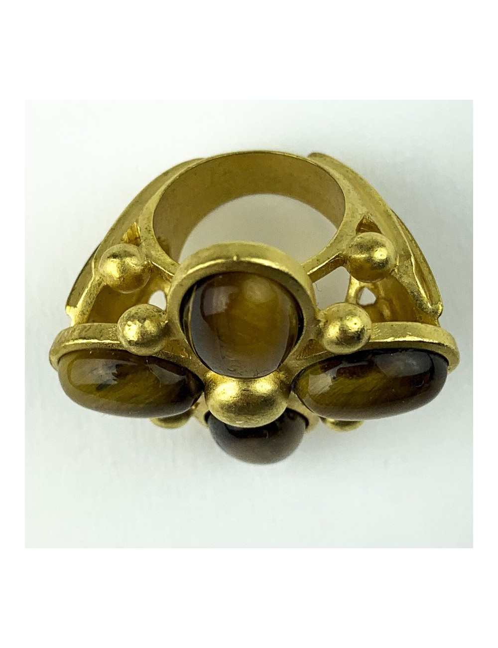 Bague DIOR dorée et oeil de tigre