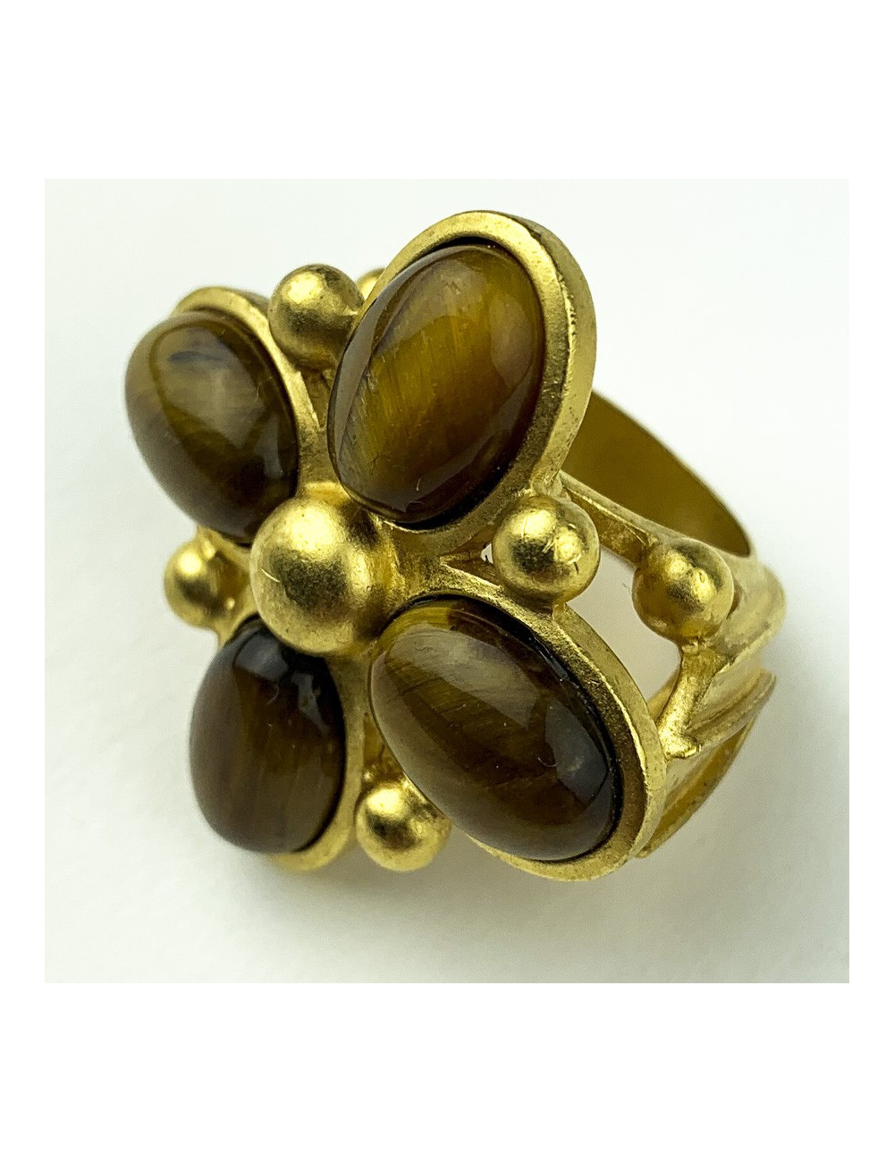 Bague DIOR dorée et oeil de tigre