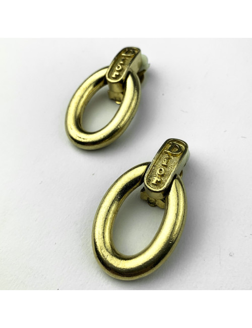 Boucles d'oreille clips pendantes DIOR dorées