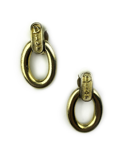 Boucles d'oreille clips pendantes DIOR dorées