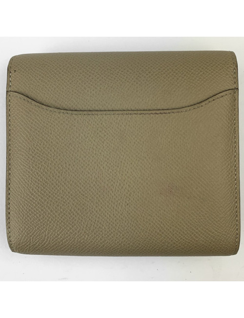 Portefeuille Constance compact HERMES cuir Epsom taupe