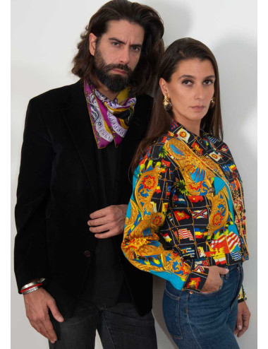 Veste toile GIANNI VERSACE motif drapeaux 2