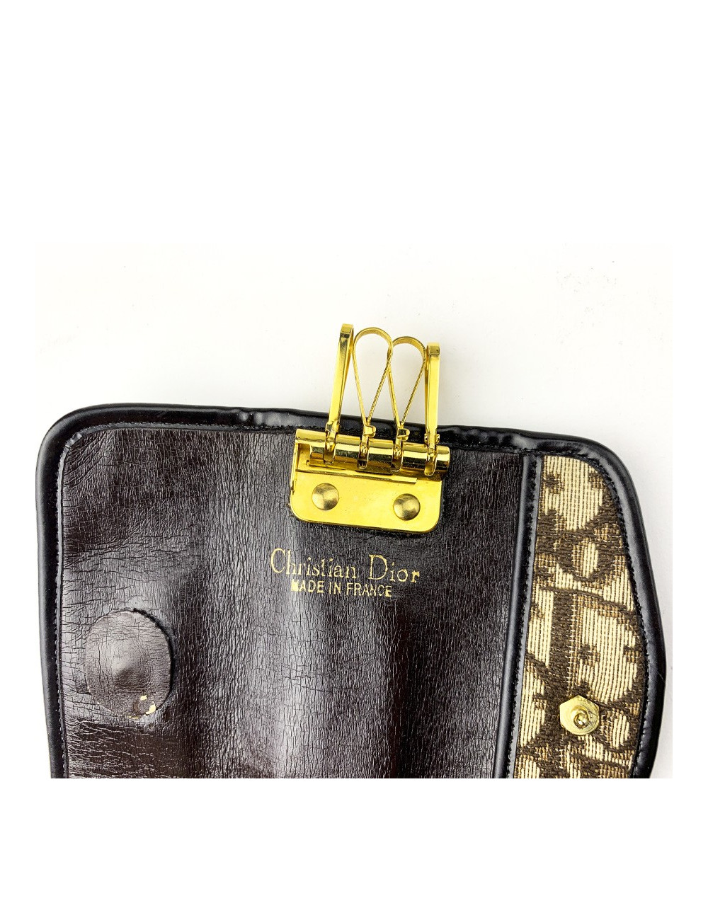 Porte-clefs CHRISTIAN DIOR toile marron