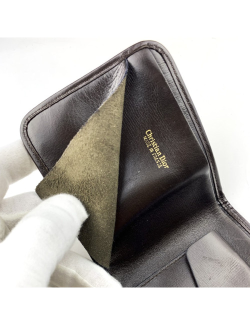 Dior Vintage Canvas and Brown Leather Wallet
