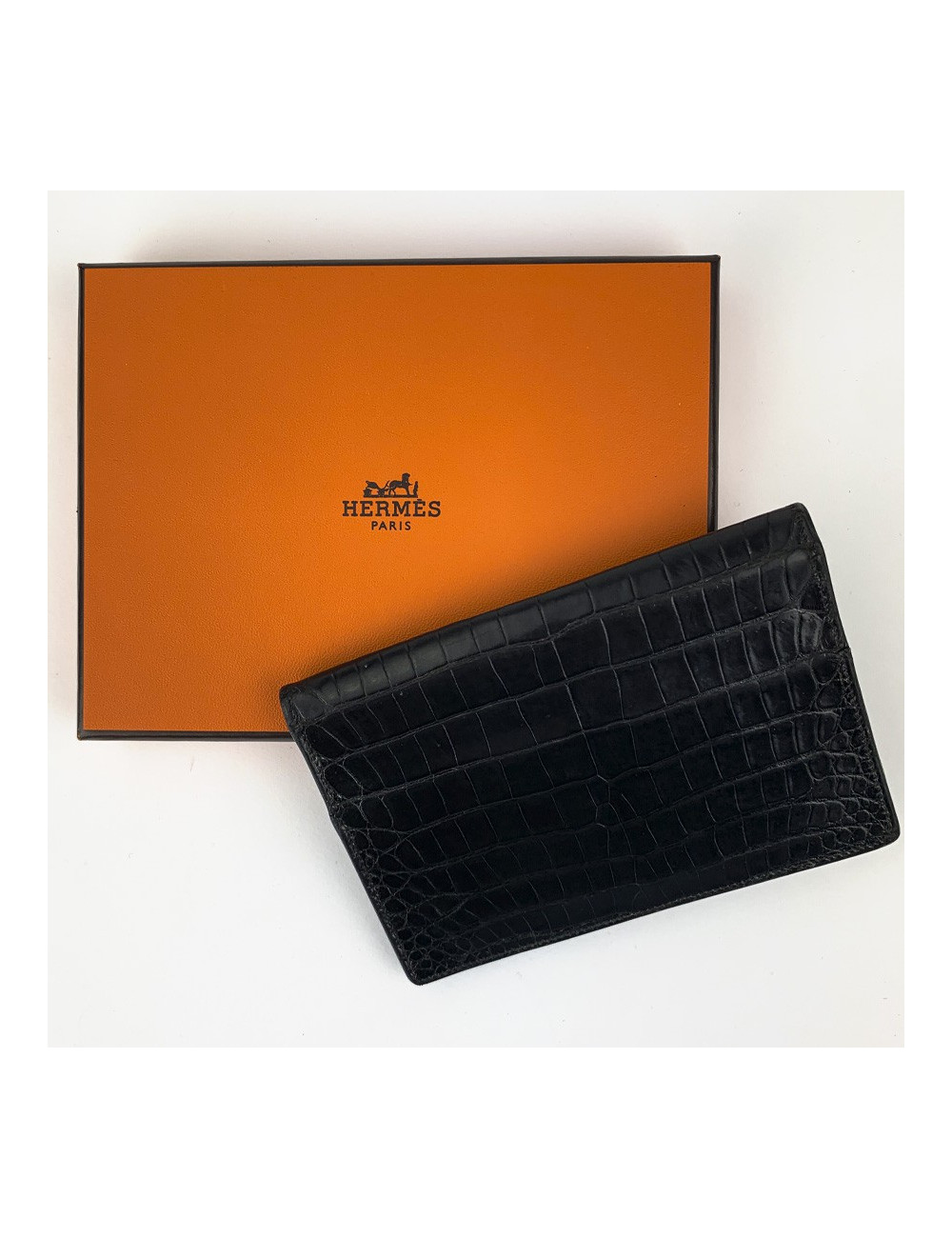 HERMES directory cover black Porosus crocodile