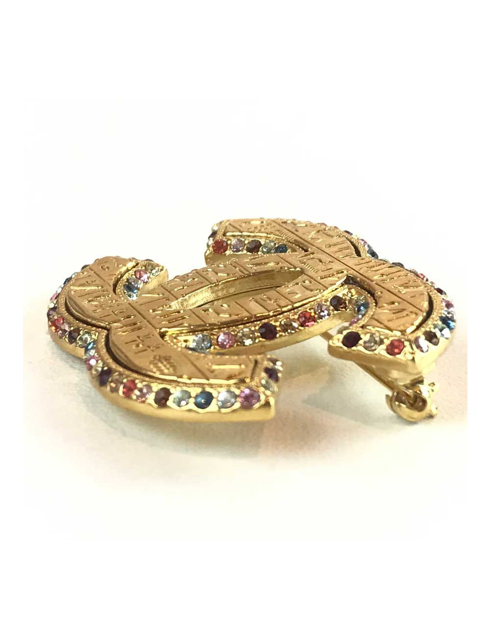 Broche CHANEL EGYPTE  dorée multicolore