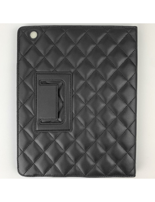 Protège IPAD CHANEL en cuir d'agneau noir