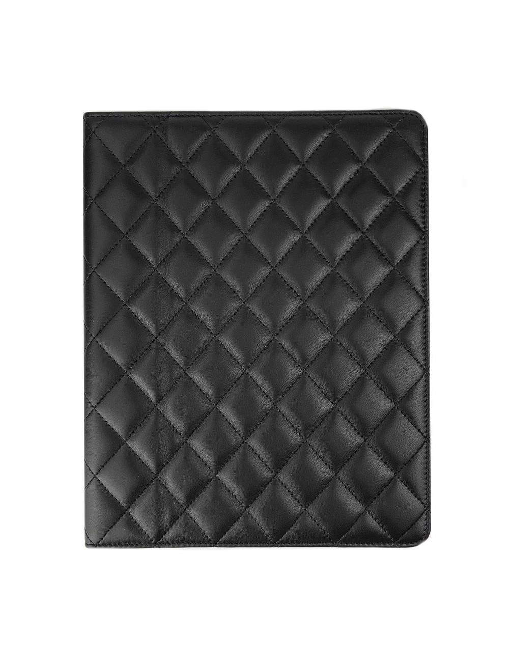 Protège IPAD CHANEL en cuir d'agneau noir