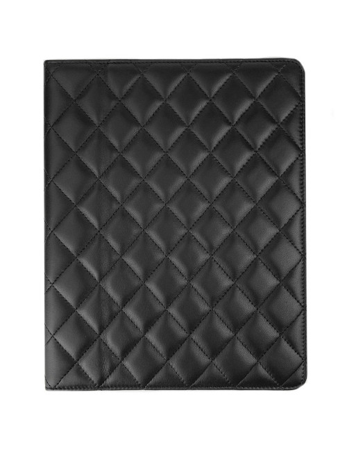 Protège IPAD CHANEL en cuir d'agneau noir
