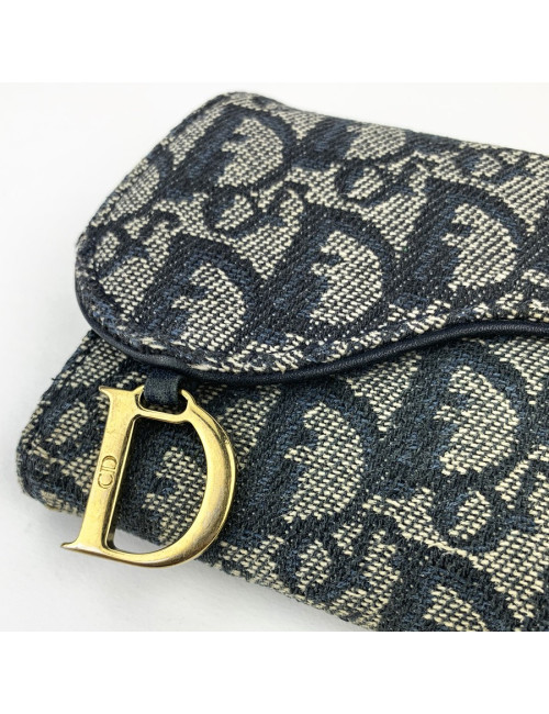 Porte monnaie DIOR toile monogram bleu Vintage