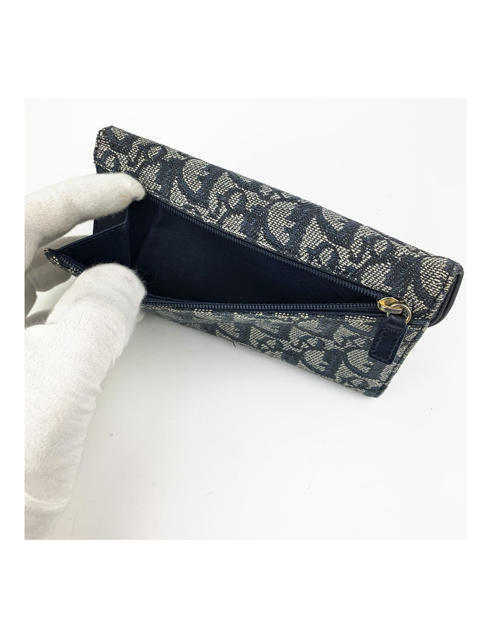 Porte monnaie DIOR toile monogram bleu Vintage