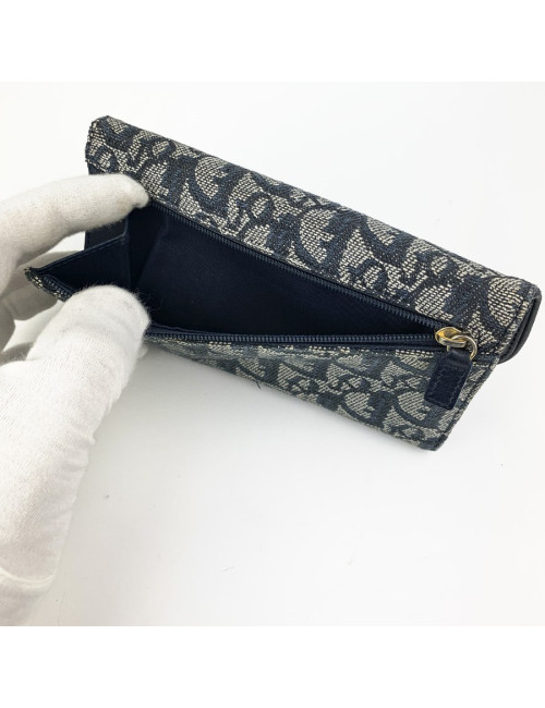 DIOR Porte monnaie toile monogram bleu Vintage
