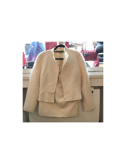 Tailleur VALENTINO veste et jupe cachemire écru