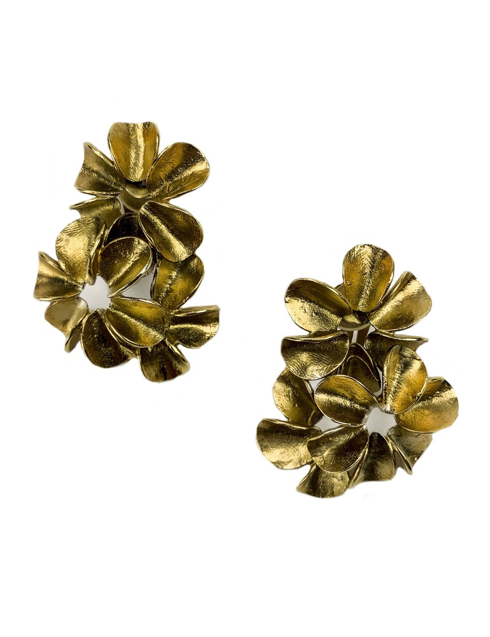 Clips DIOR dorés fleurs