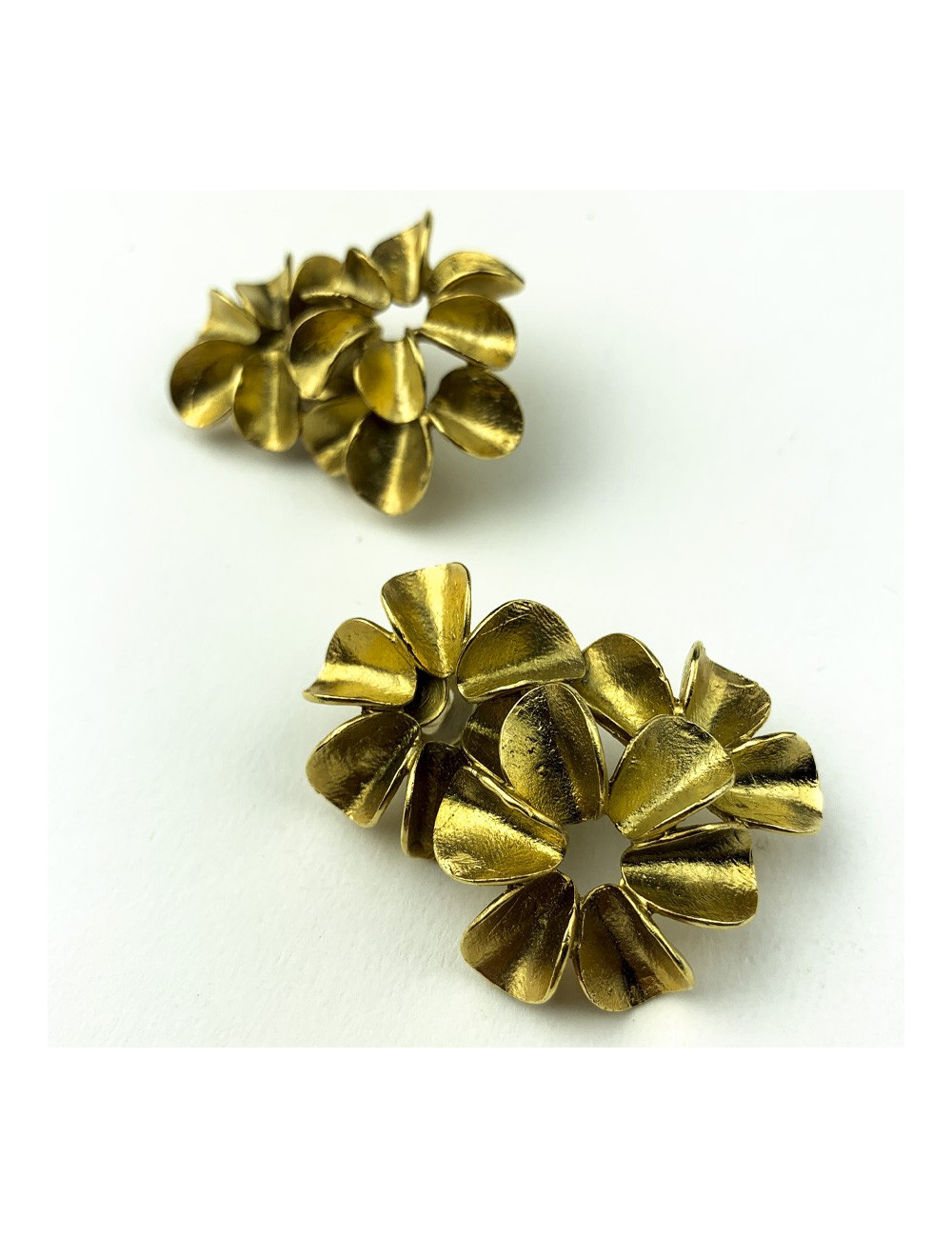 Clips DIOR dorés fleurs