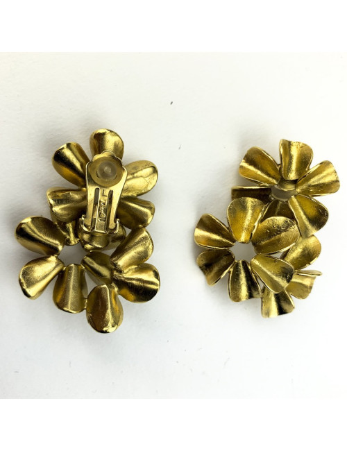 Clips DIOR dorés fleurs