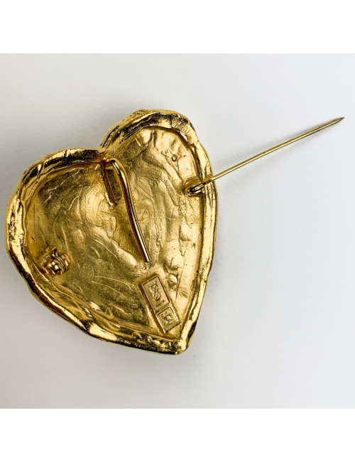 Broche DIOR dorée pate de verre marron